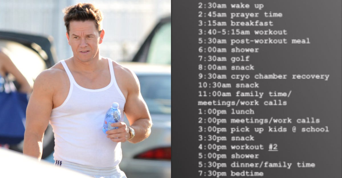Daily Itinerary of Mark Wahlberg’s Daily Itinerary by Nicole Martinez
