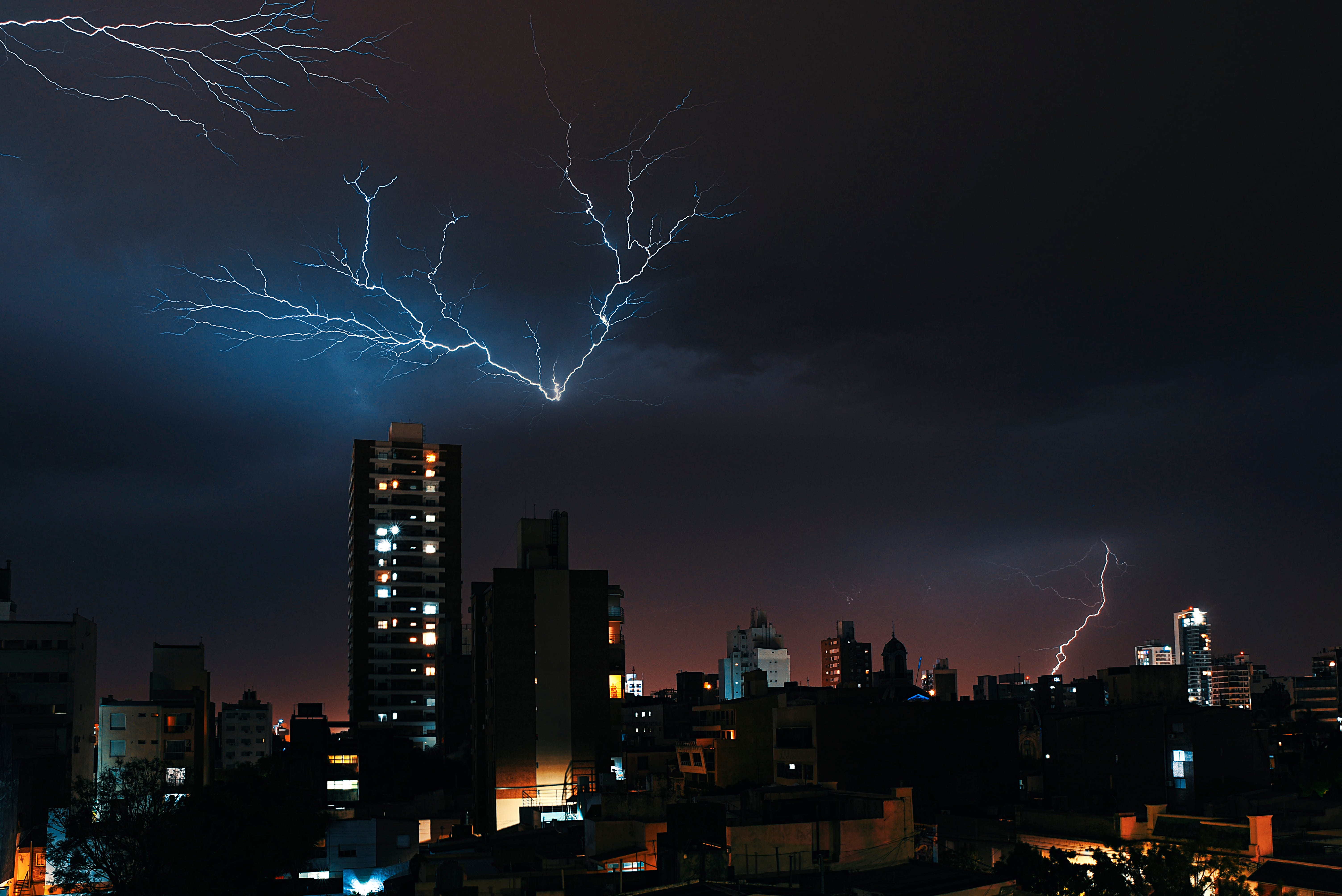 The Rains are coming. Lightning streaks across the skies by Warren