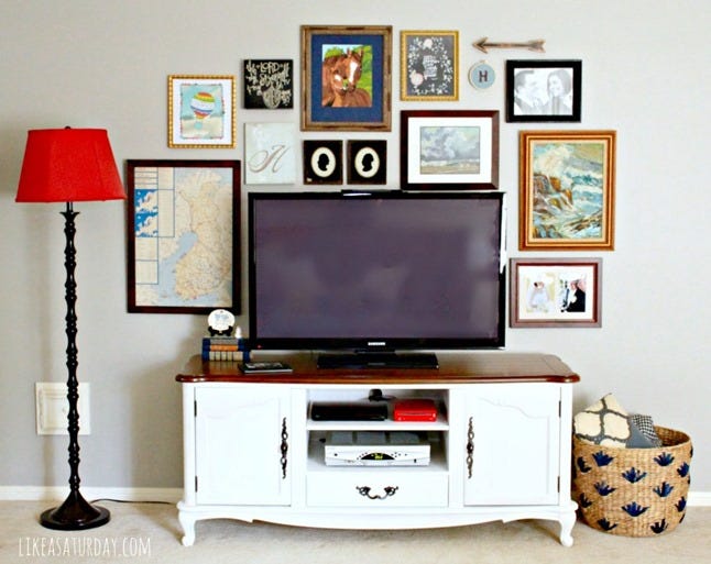 15 Ideas About Decorating Wall Behind The TV by Betty Moore Medium