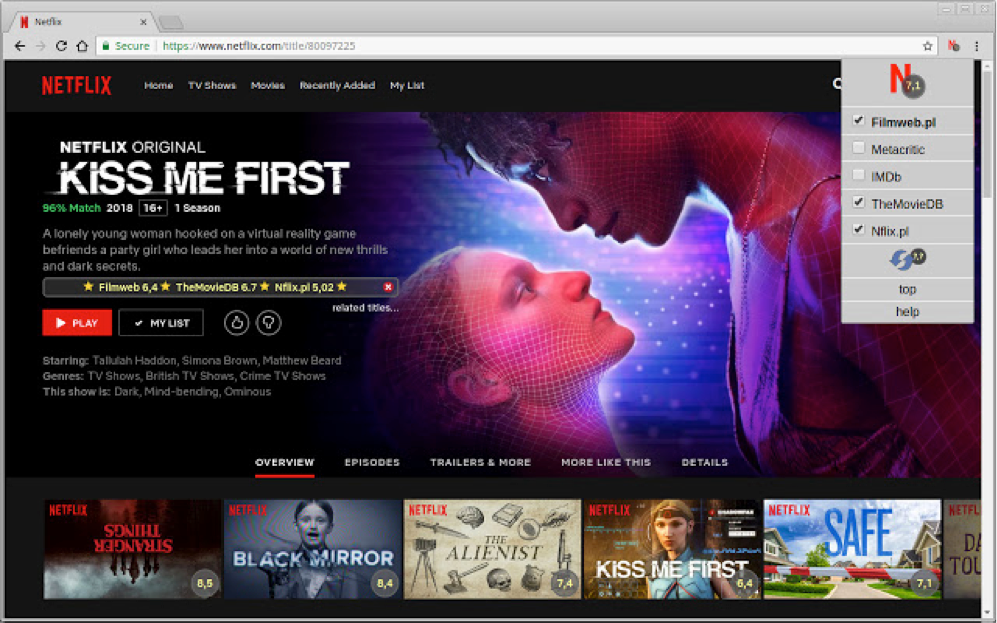 Add Movie Ratings to your Netflix Screen with Trim