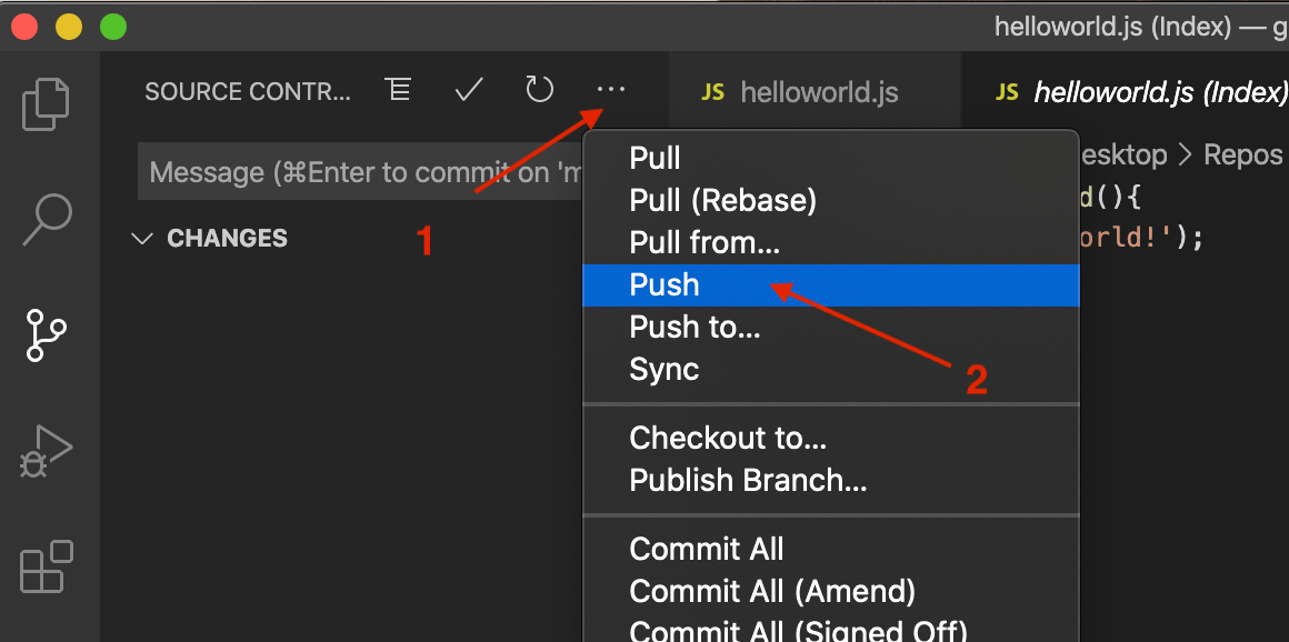 How to commit and push your changes to your GitHub repository in VScode
