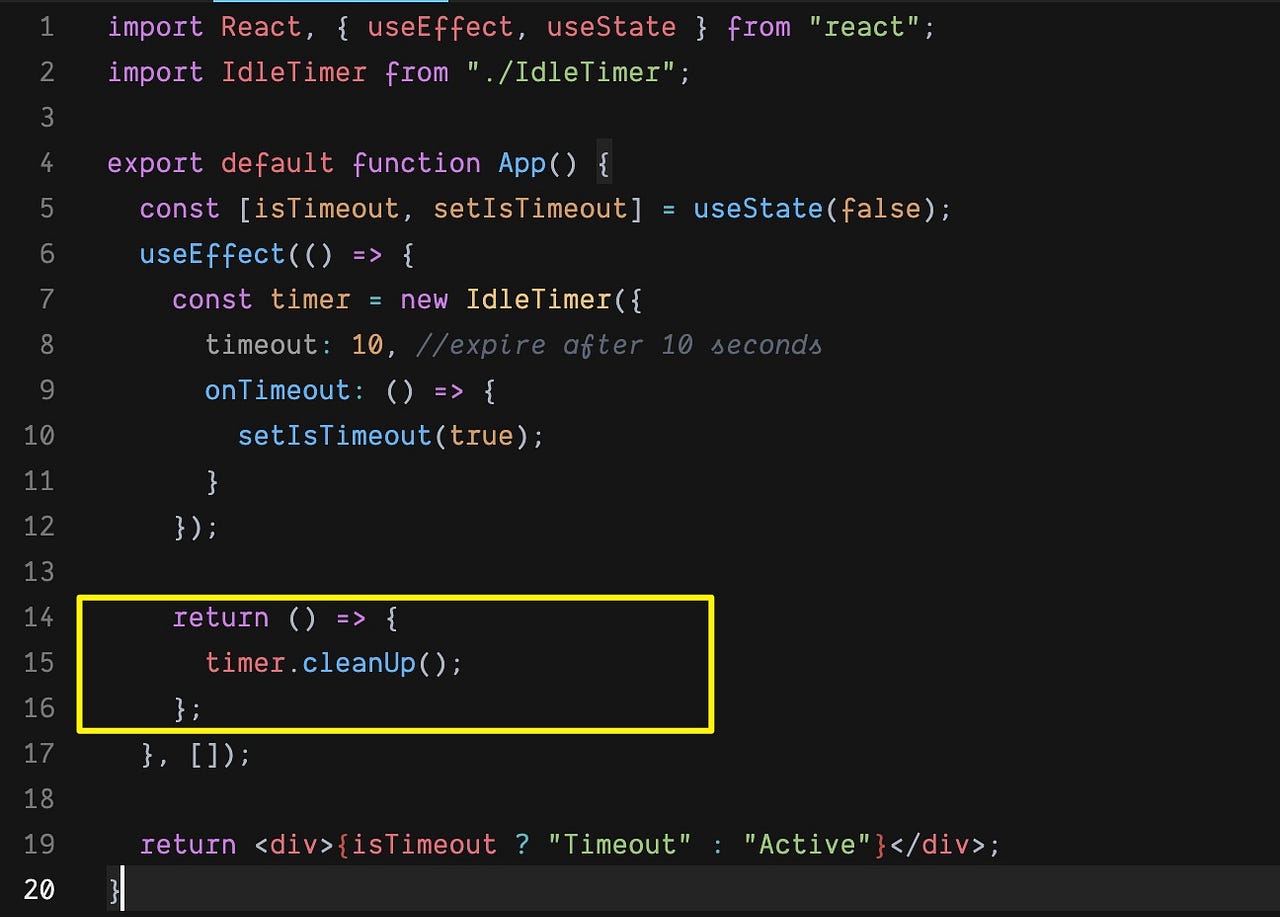 How to detect inactive user to auto logout by using idle timeout in