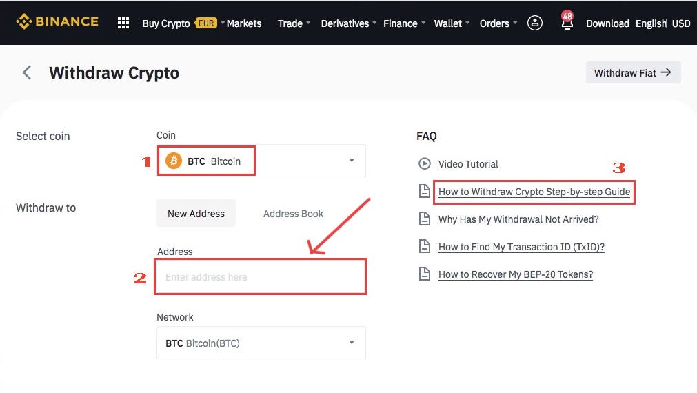 How to buy crypto on Binance and send it to an external wallet for a