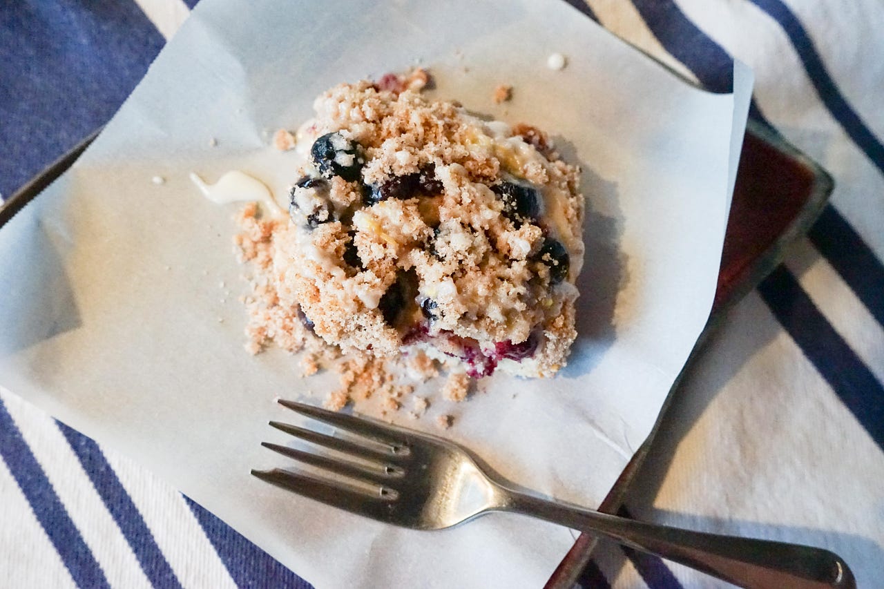 Blueberry Buckle. My mother told me this might be the… by Kas Tebbetts Baking in Black and
