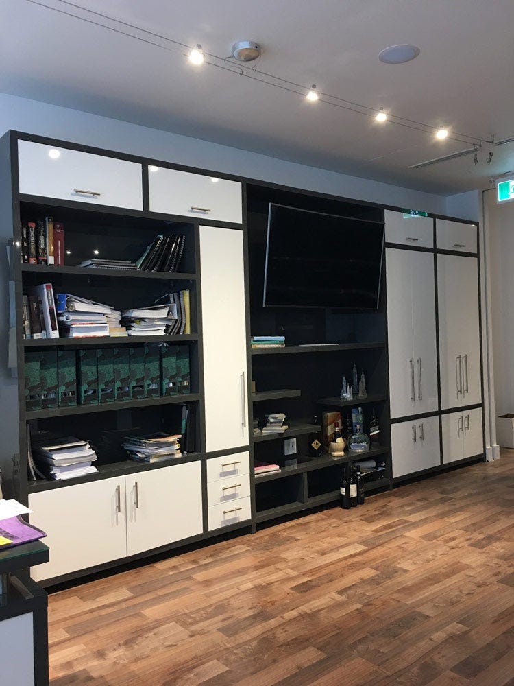 Check Out This Modern Office Wall Unit! by Andre Kitchen and Bath