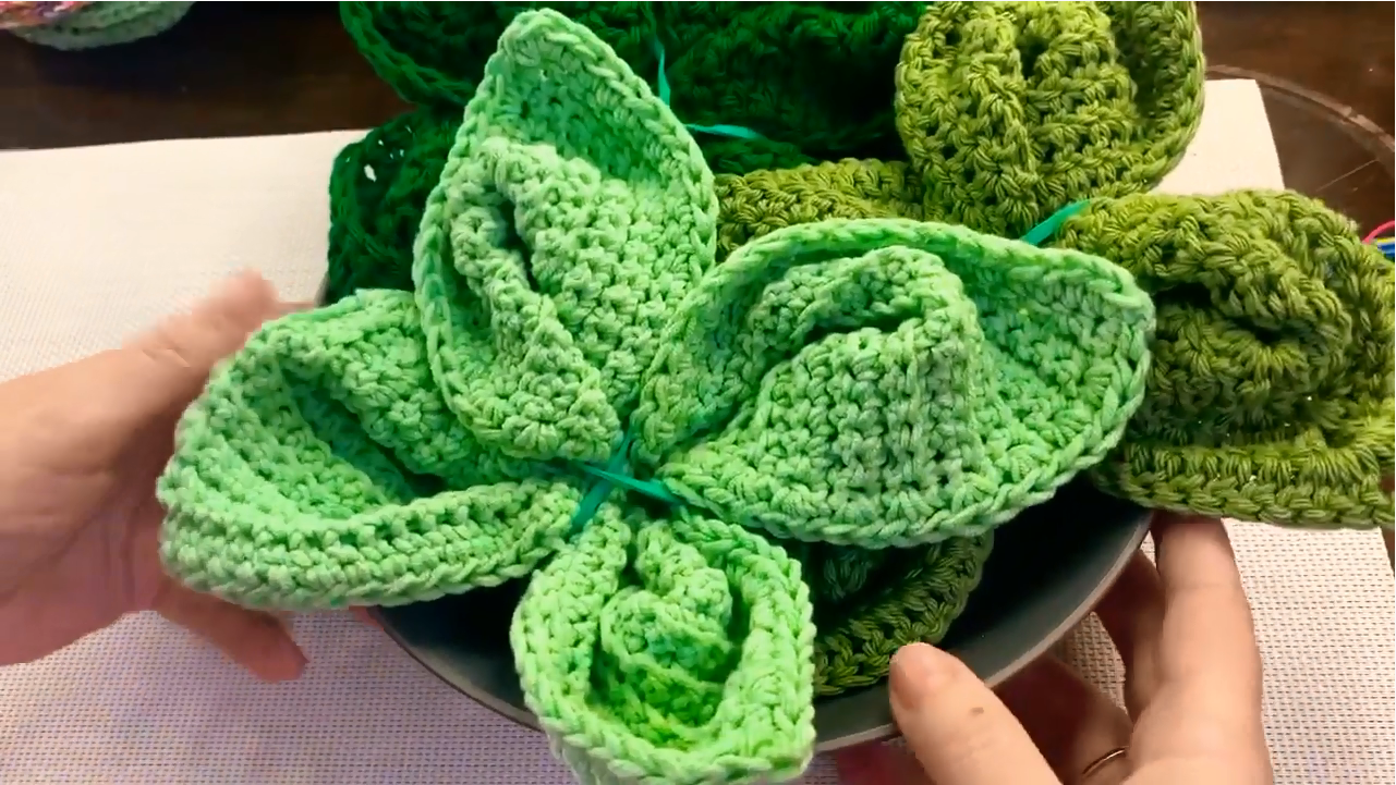 DIY How to Fold Crochet Washcloths into Flowers by The Yarn Hag