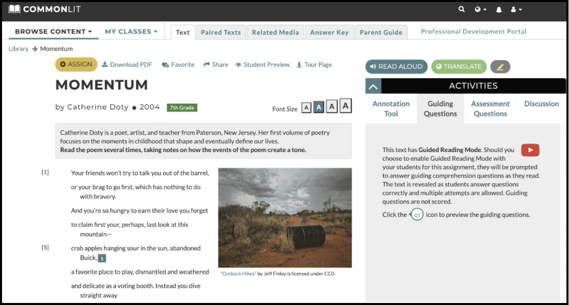 CommonLit 360: Flexibility and Teacher Choice through Supplemental Texts