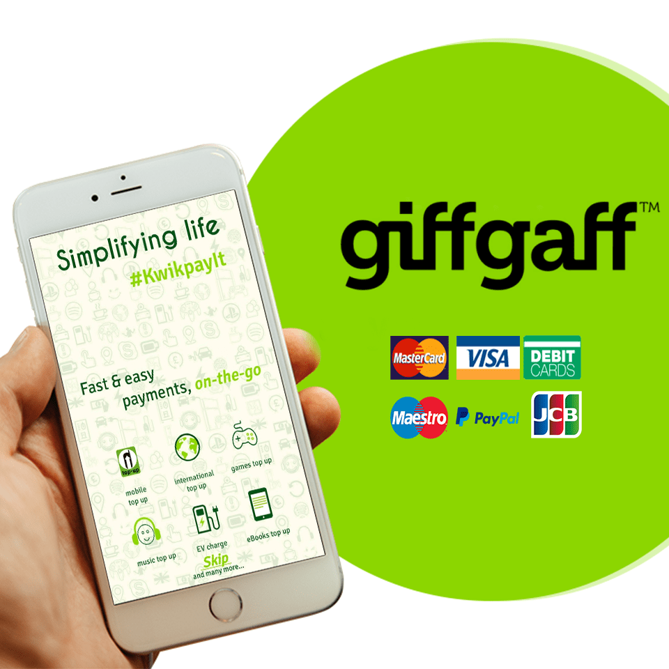 Instantly top up your and your dear one’s Giffgaff Mobile anytime