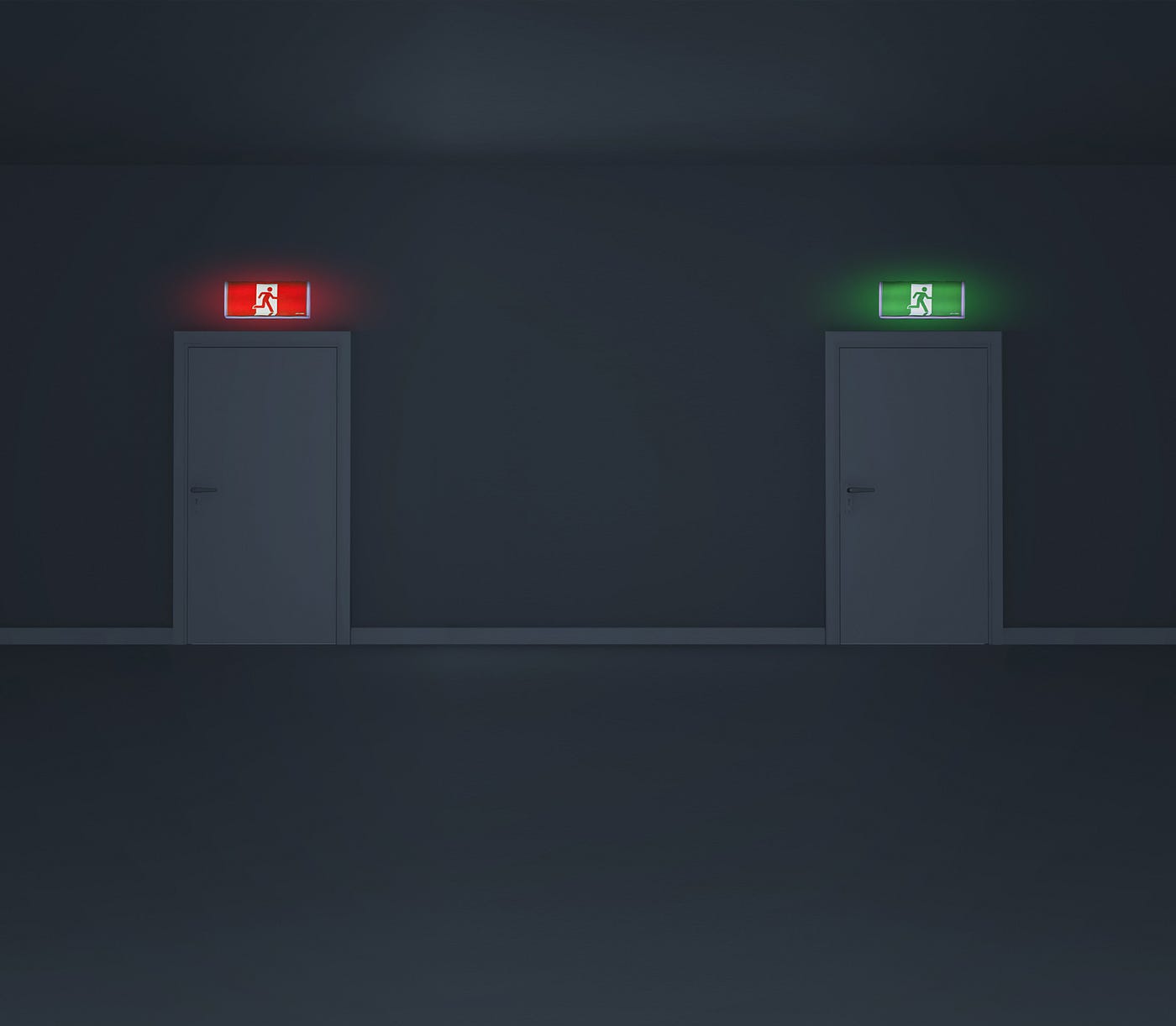 colour of fire exit signs