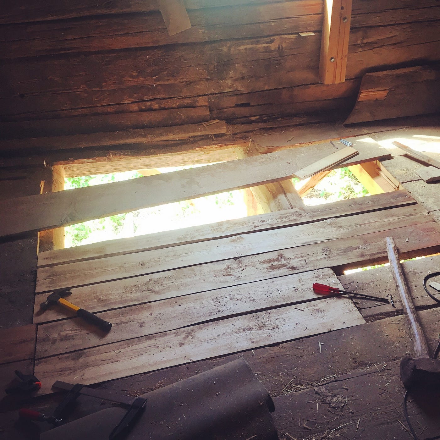 Fixing the barn floor. So the barn. We had some guys over… by crille