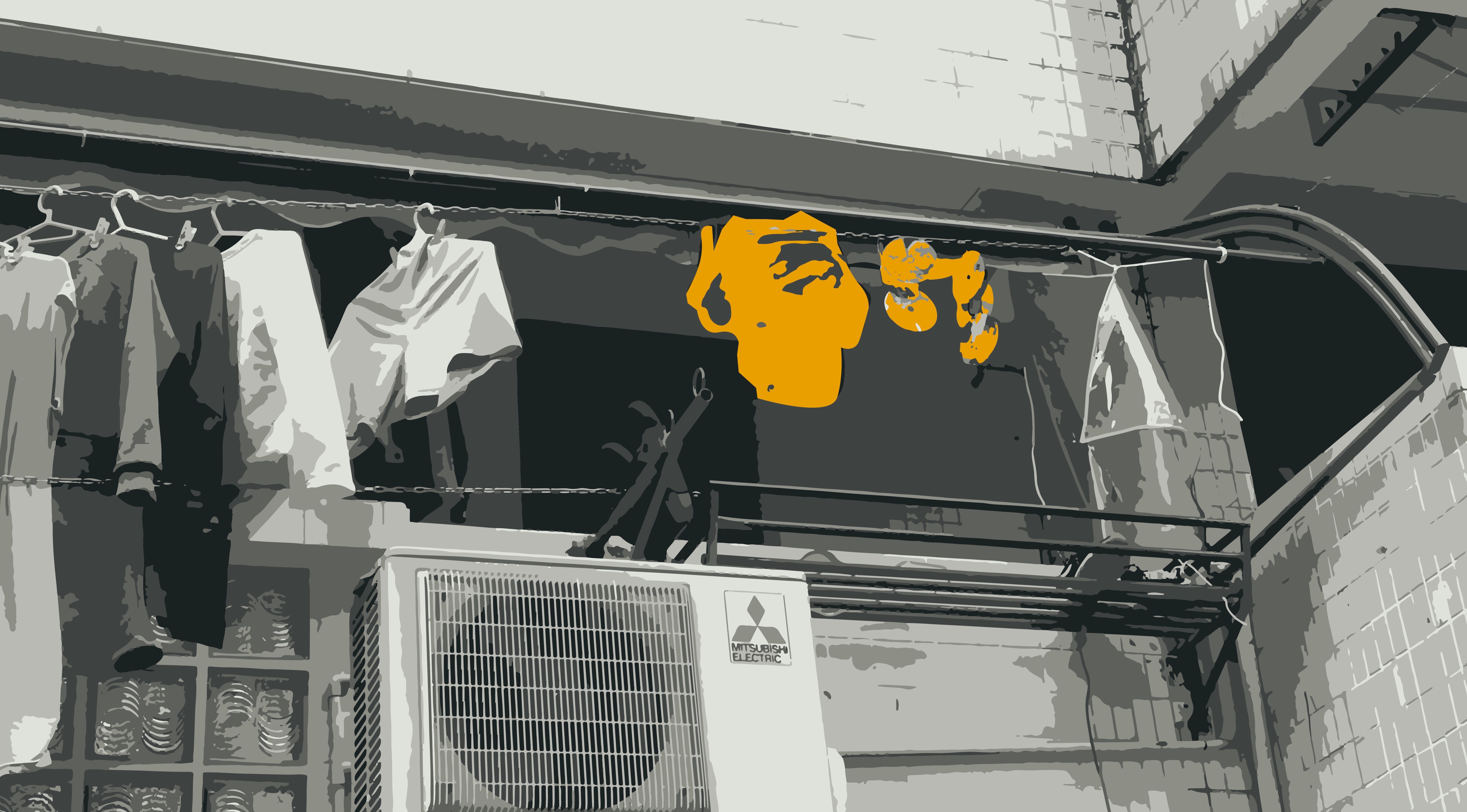 The buildings in Hong Kong have made the art of drying racks. by 王玉婷