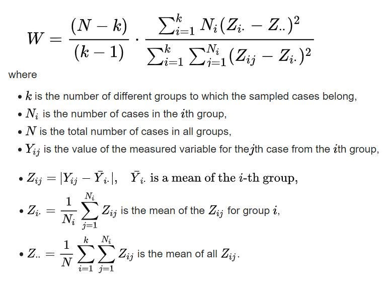 Levene’s Test The Assessment for Equality of Variances by Kyaw Saw