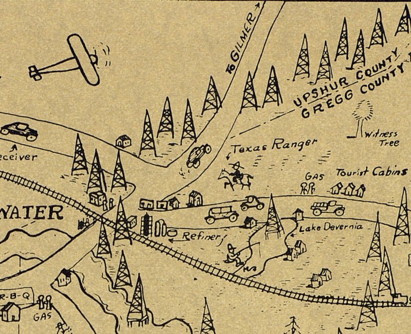 Map of East Texas Oil Field. Pictorial — or illustrated — maps… by