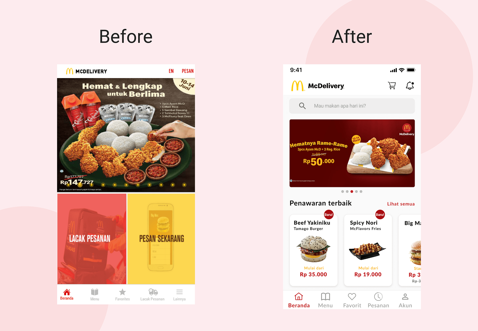 Study kasus UX Penampilan Baru Aplikasi McDelivery