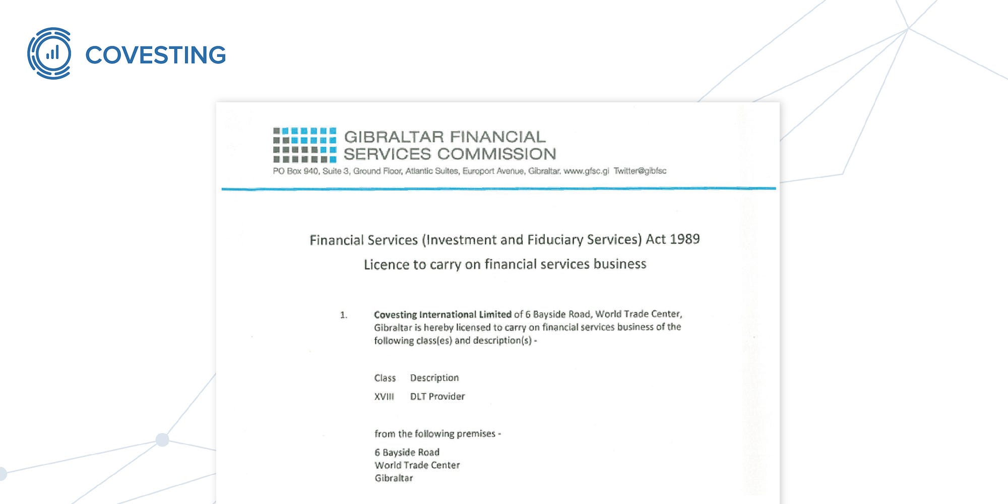 This is it Covesting Has Officially Received Their DLT Providers