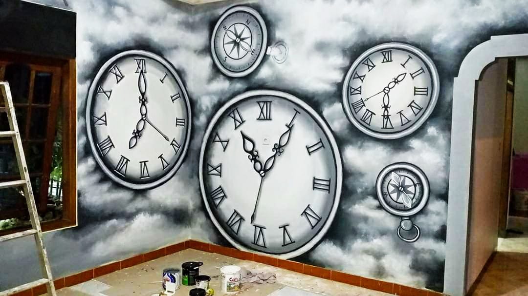 Lukisan Dinding 3d Hitam Putih Seniman Mural Indonesia by Mural Art