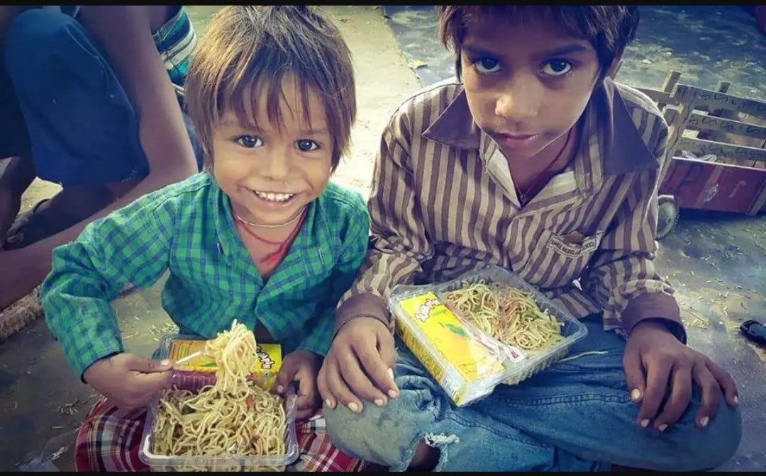 ACTS OF KINDNESS. 1 Giving Food to poor children by Hammad Shahid