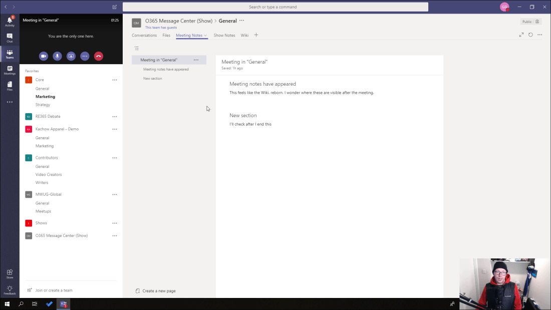 Microsoft Teams and Meeting Notes tab by Darrell as a Service