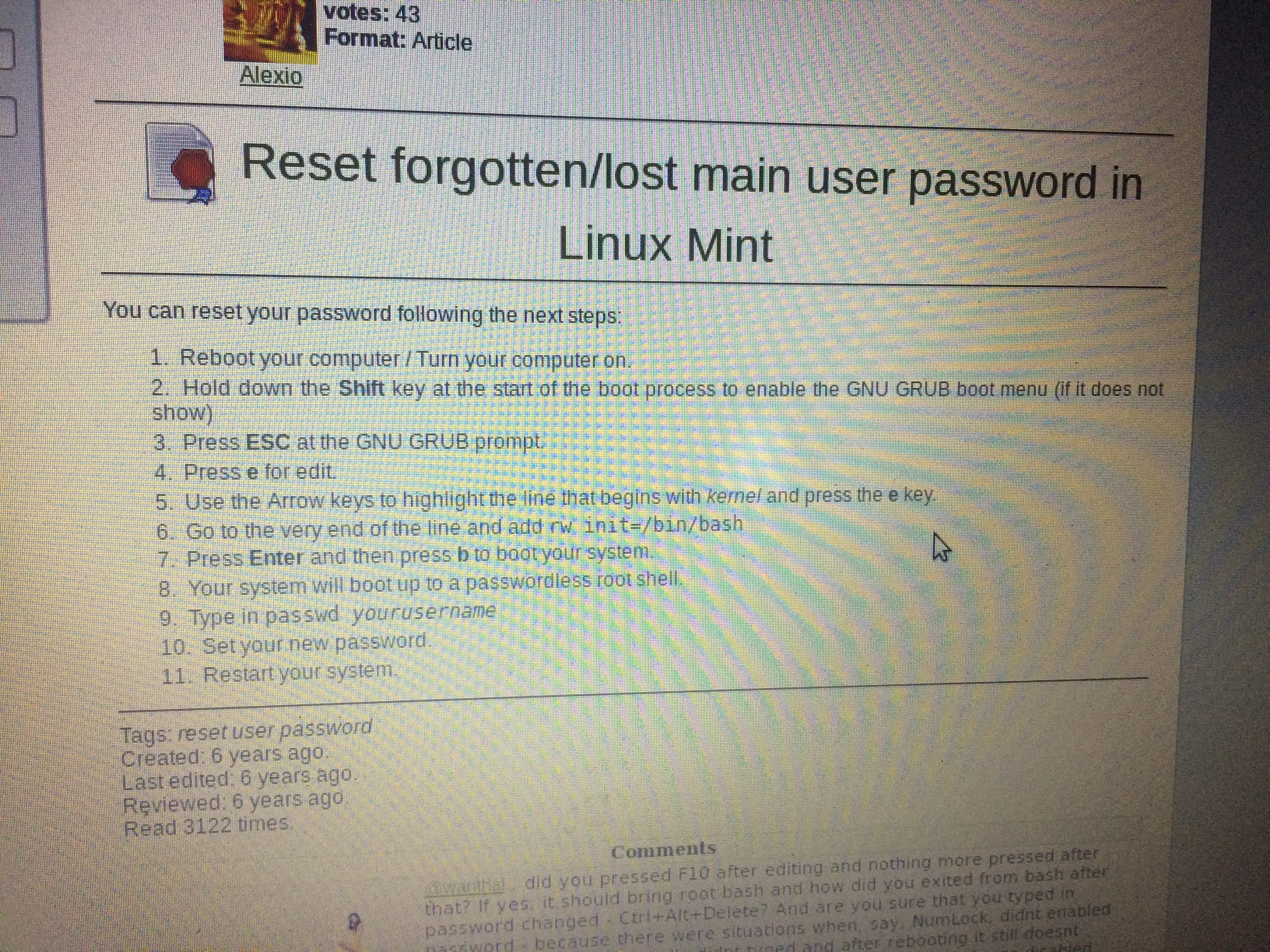 This is how you reset Linux mint password