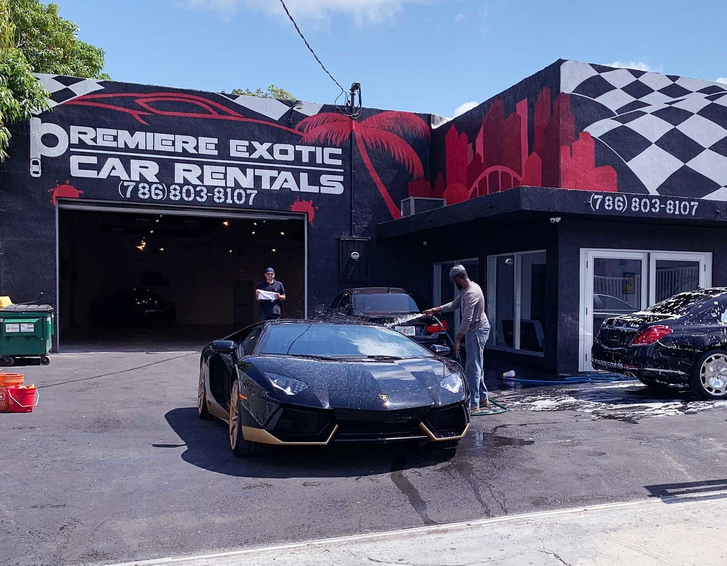 People following Premiere Exotic Car Rentals