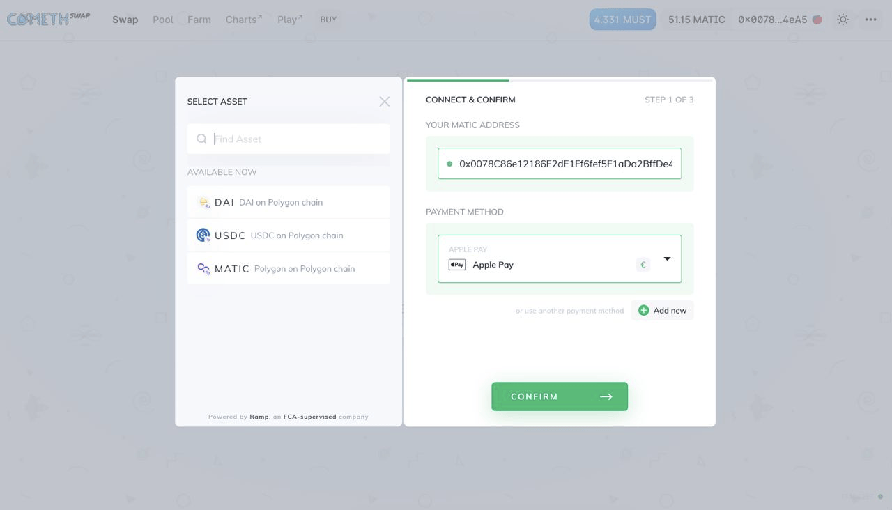 Buy Crypto with Credit Cards on Polygon Layer2 with ComethSwap 🎉 by