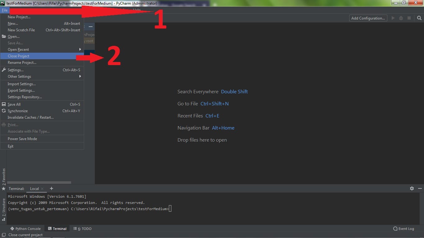 Pycharm open terminal volspan