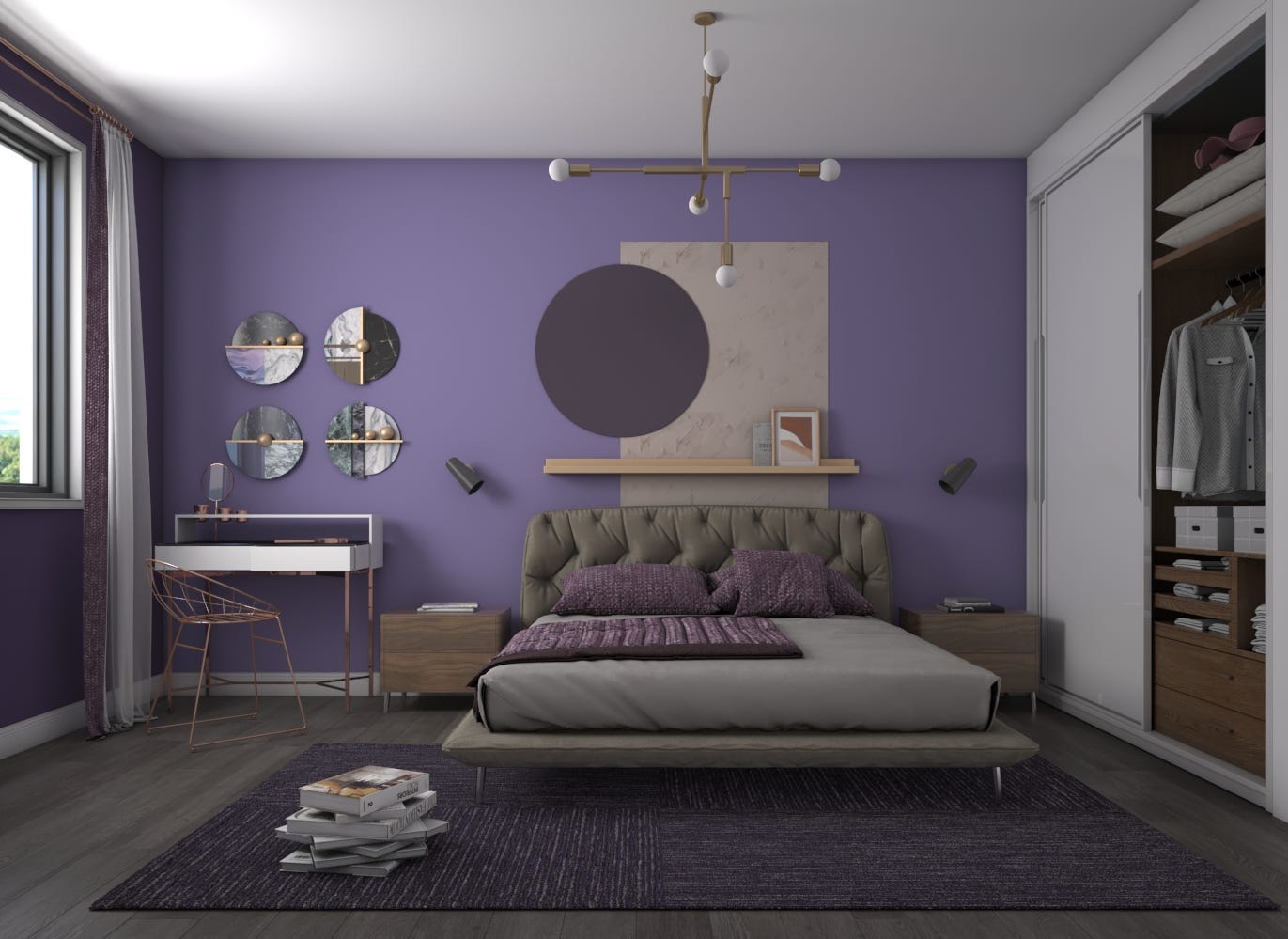 7 color bedrooms of each rainbow color ideas by Peng