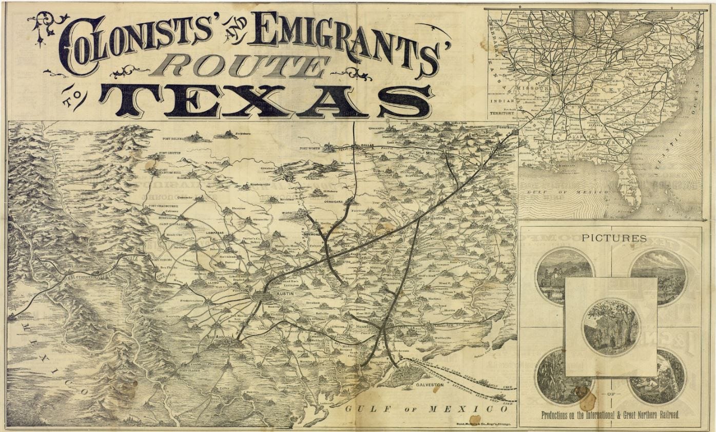 Colonists’ and Emigrants’ Route to Texas by Texas General Land Office