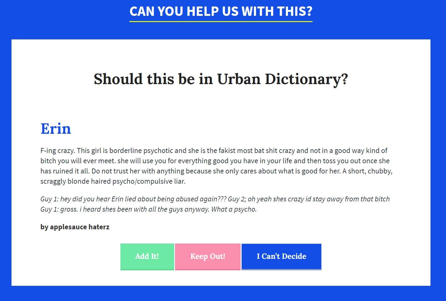 As a Curator For Urban Dictionary, We Apologize to