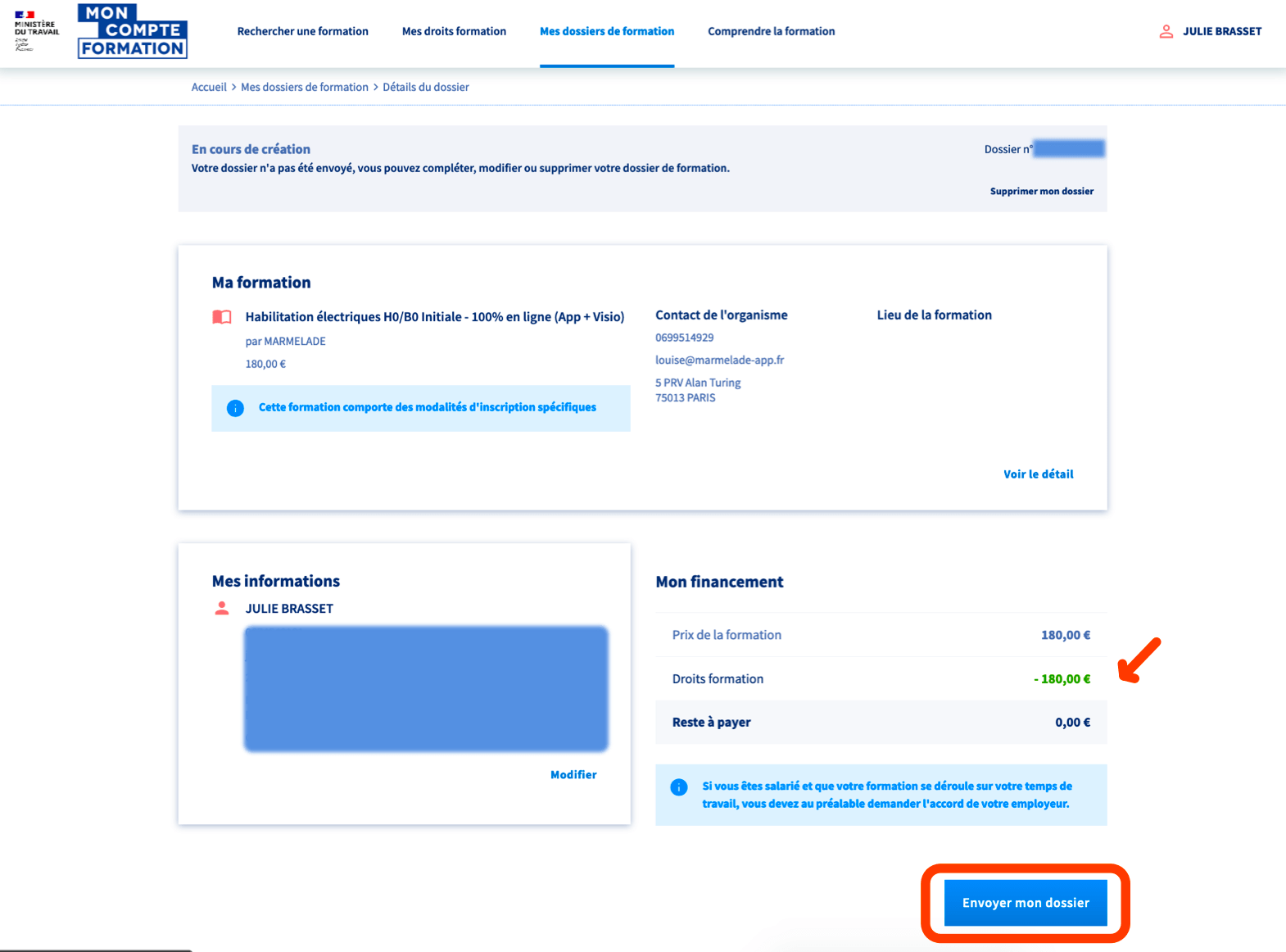 Inscription à la formation Marmelade app prise en charge