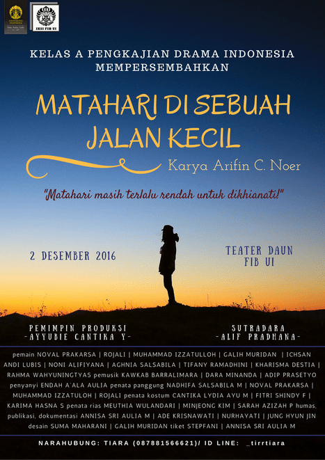 Refleksi Diri Pementasan Matahari di Sebuah Jalan Kecil Karya Arifin C. Noer  | by Suma Maharani Putri | Medium