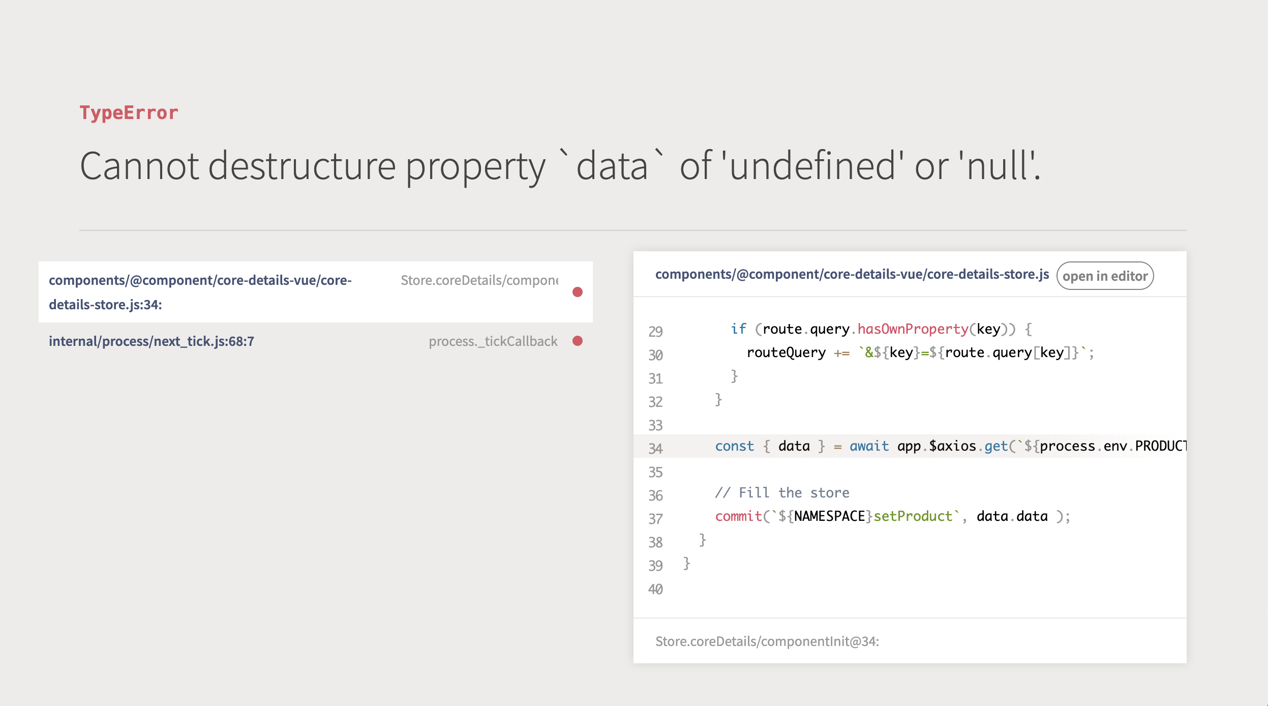 Handling errors while server side rendering your code in Nuxt.js by