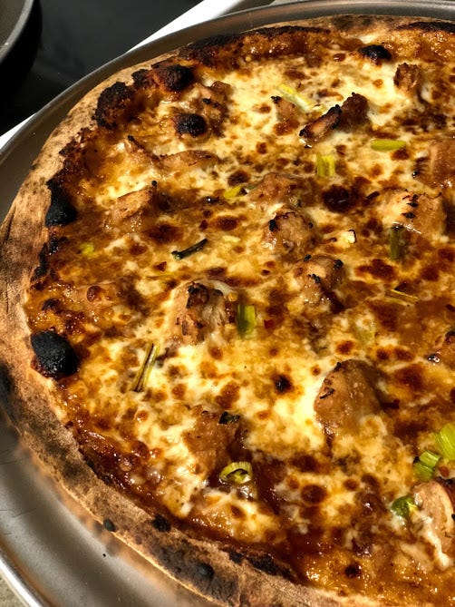 Orange Chicken Pizza. I made a lot of orange chicken one… by Brooke