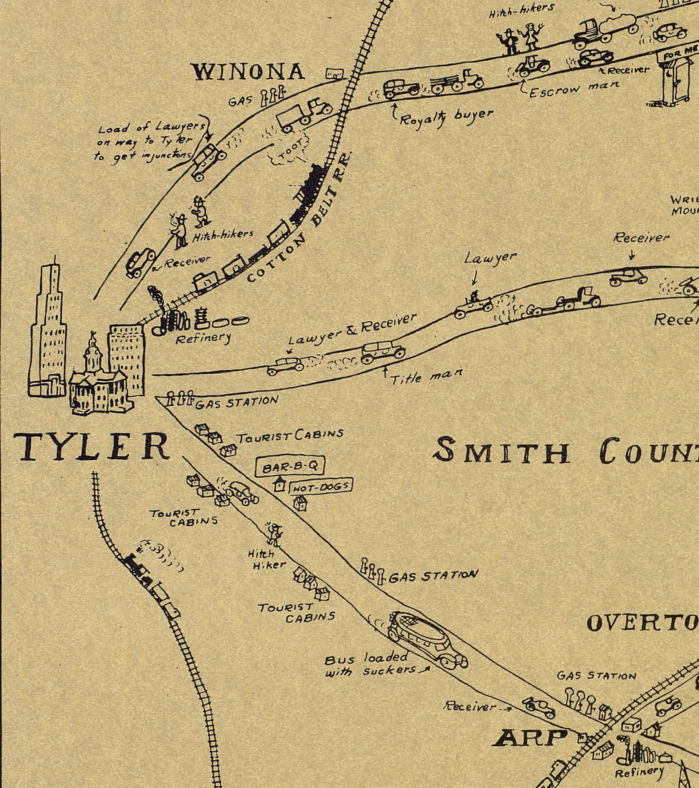 Map of East Texas Oil Field. Pictorial — or illustrated — maps… by