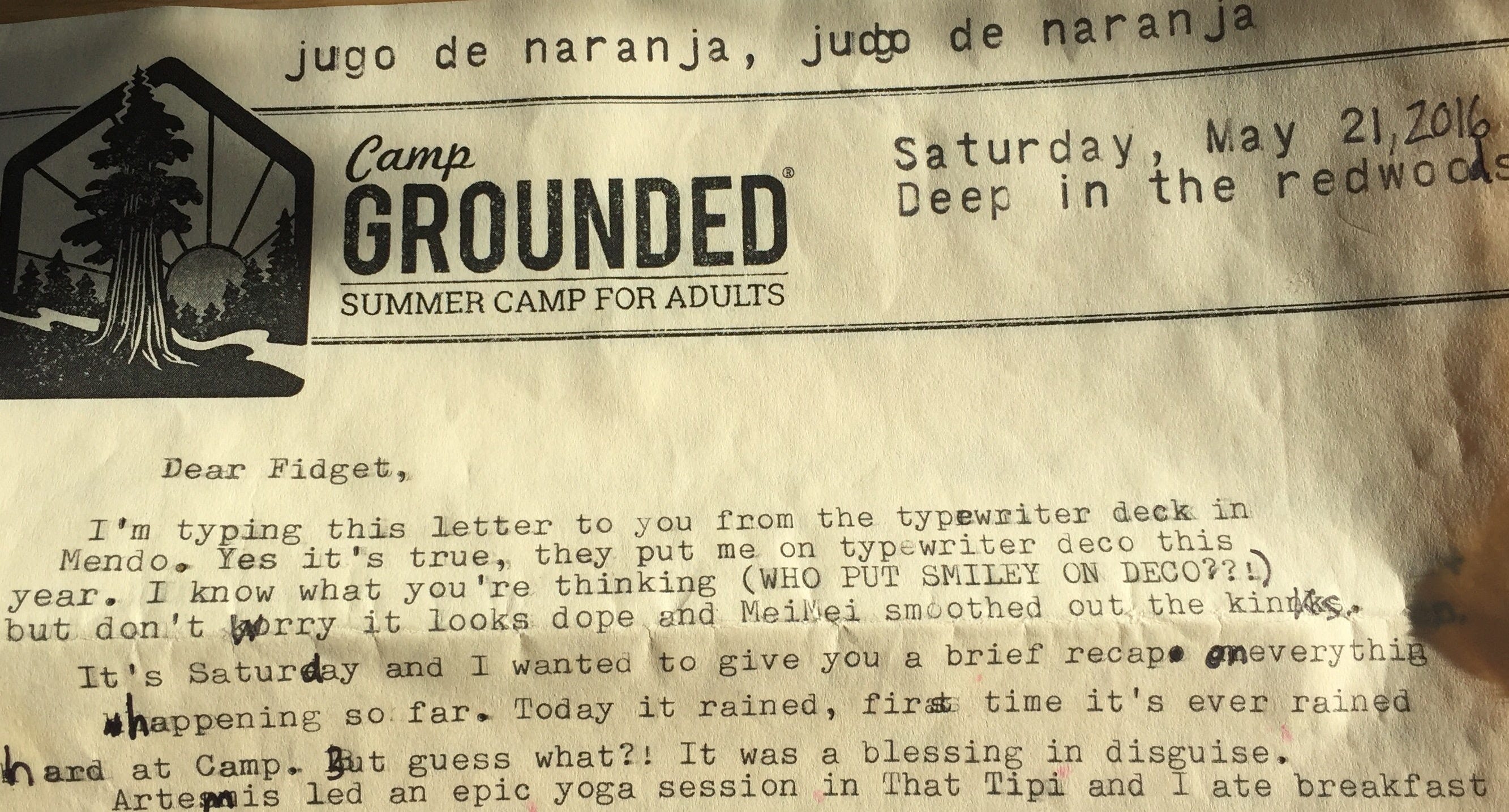 Dear Levi A Letter From Camp. This is a letter I wrote to my dear