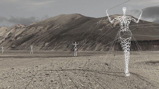 Land Of Giants Human Shaped Pylons Carry Electricity Across Iceland