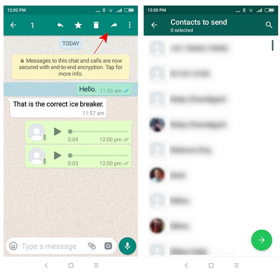 How do I Reply and Forward messages in Whatsapp on an android? by