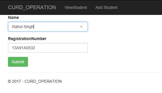 CRUD operation in core MVC using Entity Framework