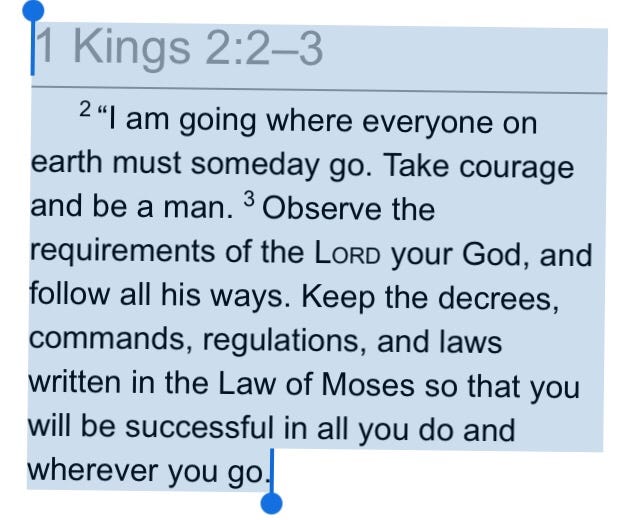 Deathbed Words. 1 Kings 2112 NLT by Linda Carlton Medium