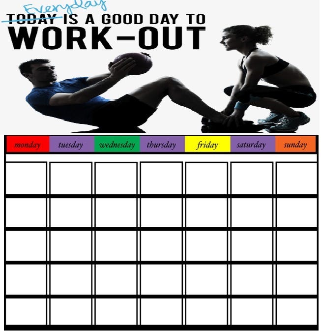 Workout Calendar Template — 30 Days Exercise Chart & Diet Plan | By Printable Calendar | Medium