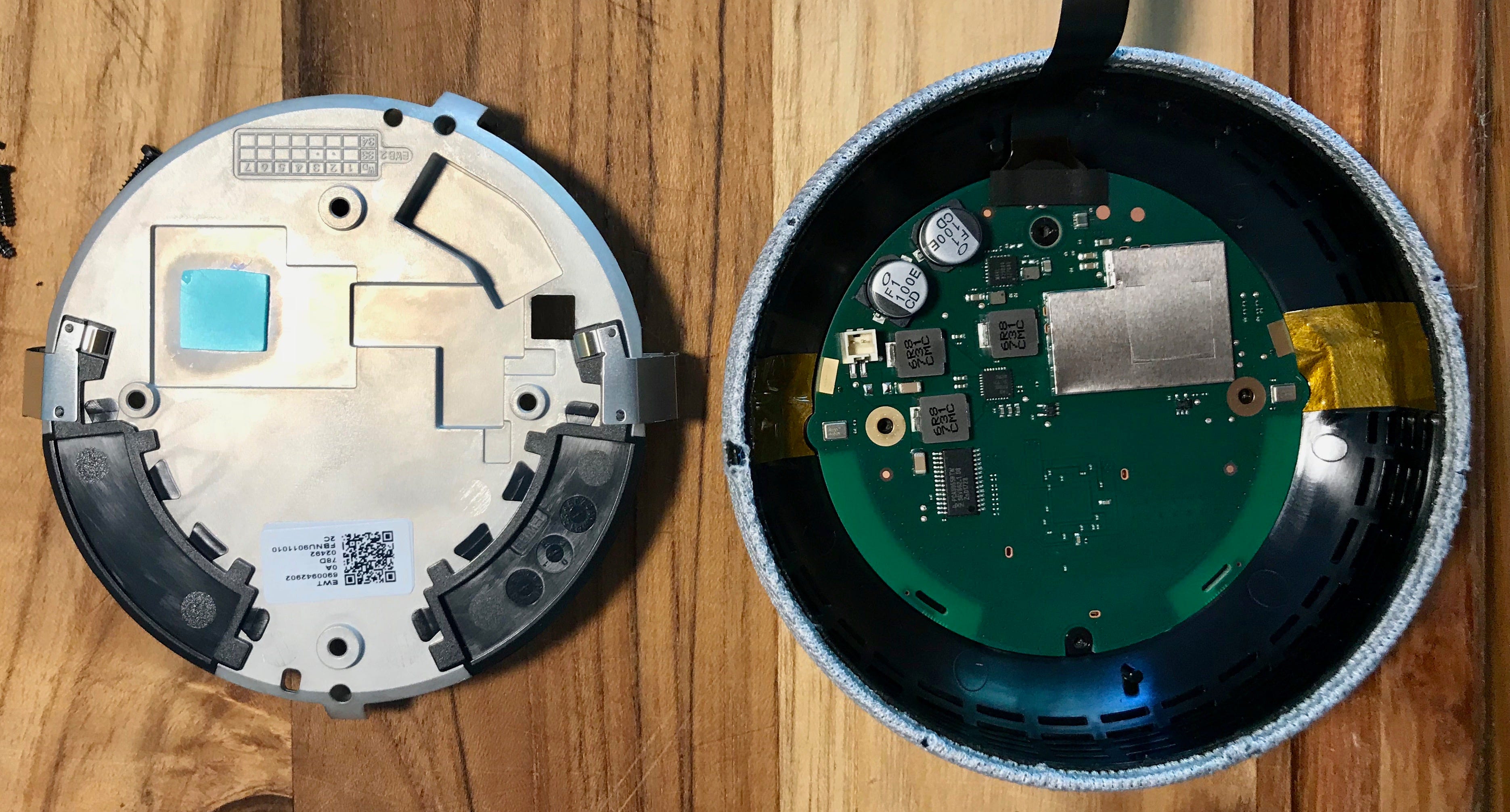 Google Home Mini teardown, comparison to Echo Dot, and giving