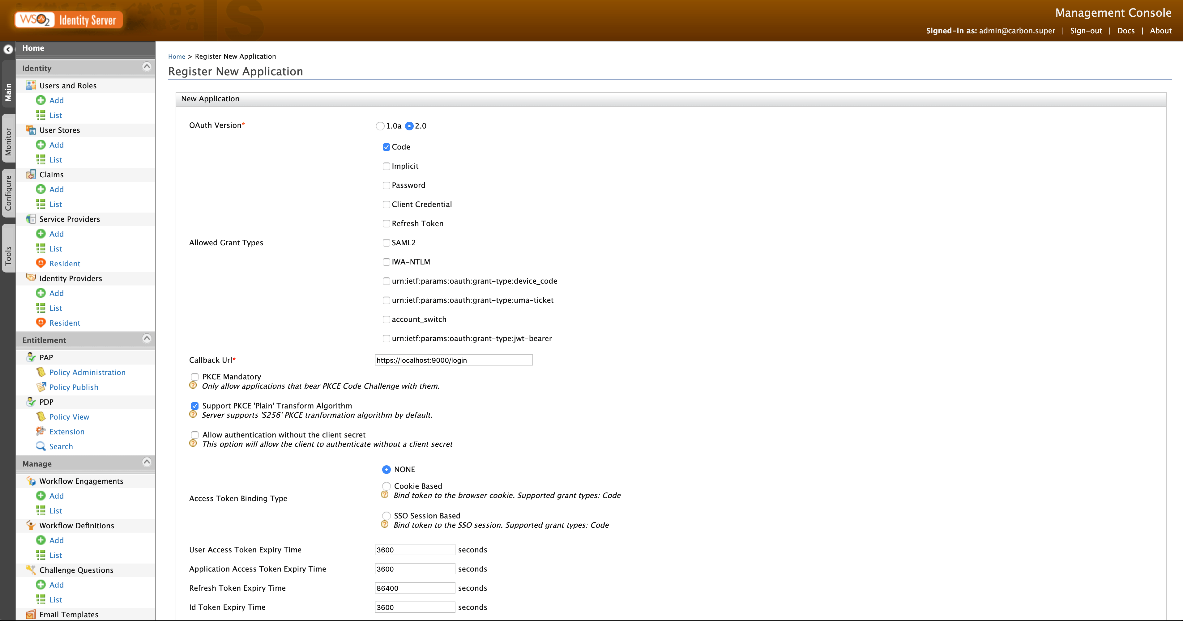 OAuth 2.0 Authorization code flow React SPA demo using WSO2 Identity