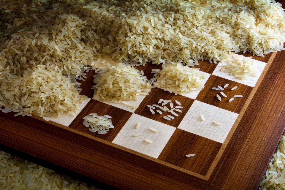 THE RICE AND THE CHESS BOARD STORY — THE POWER OF EXPONENTIAL GROWTH by