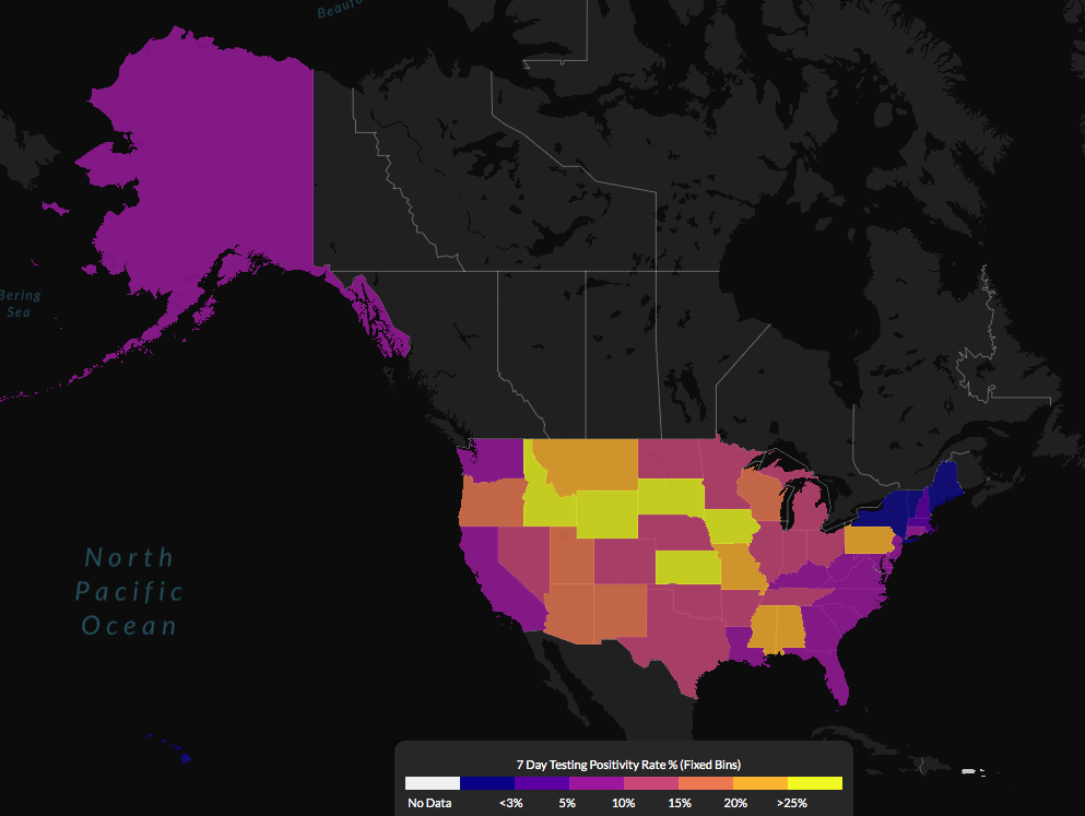 The Majority of the Country Sees Over 5 Positivity Rates by US Covid