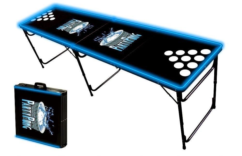 BEER PONG TABLE WITH SPEAKERS, LIGHTS, AND CUP HOLES by James Smith
