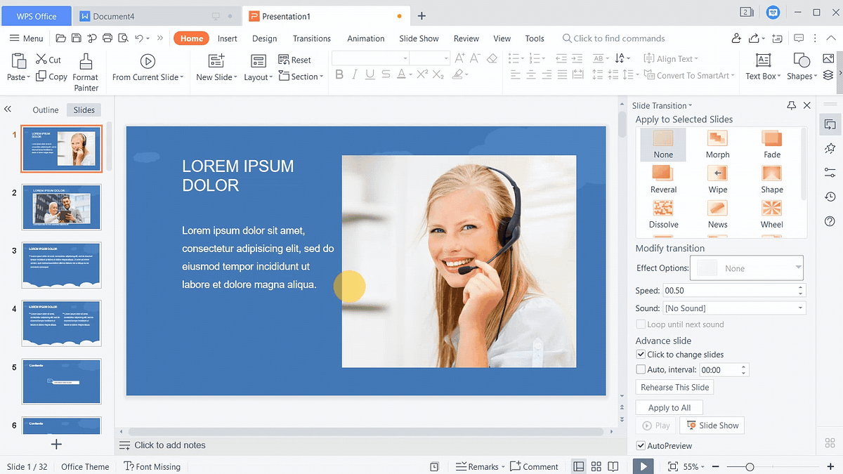 Rotate slides from landscape to portrait by WPS Medium