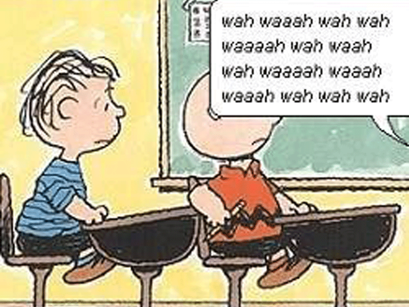 Like Talking to Charlie Brown’s Parents by Larry McKeogh Medium