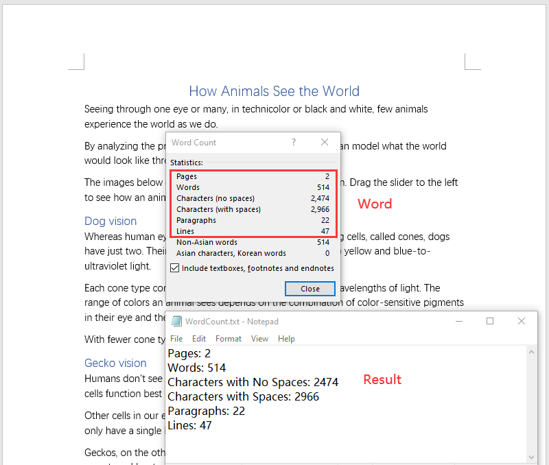 Count the Number of Pages, Words, Characters, Paragraphs and