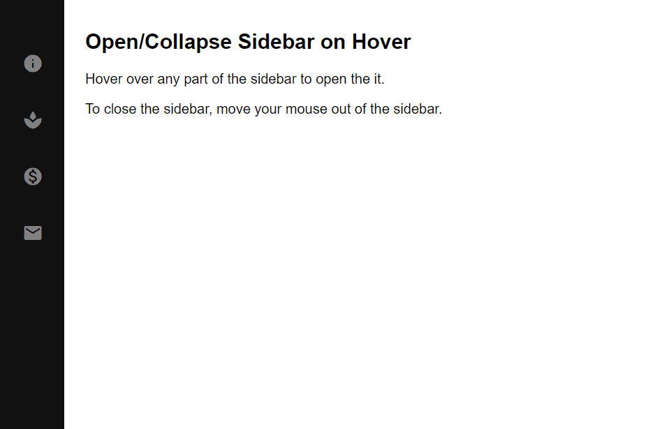 Create a beautiful hovertriggered expandable sidebar with simple HTML, CSS, and Javascript by