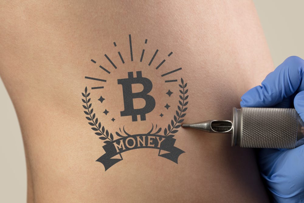 Cryptoenthusiasts are inventing a new trend — the Bitcoin tattoo. by